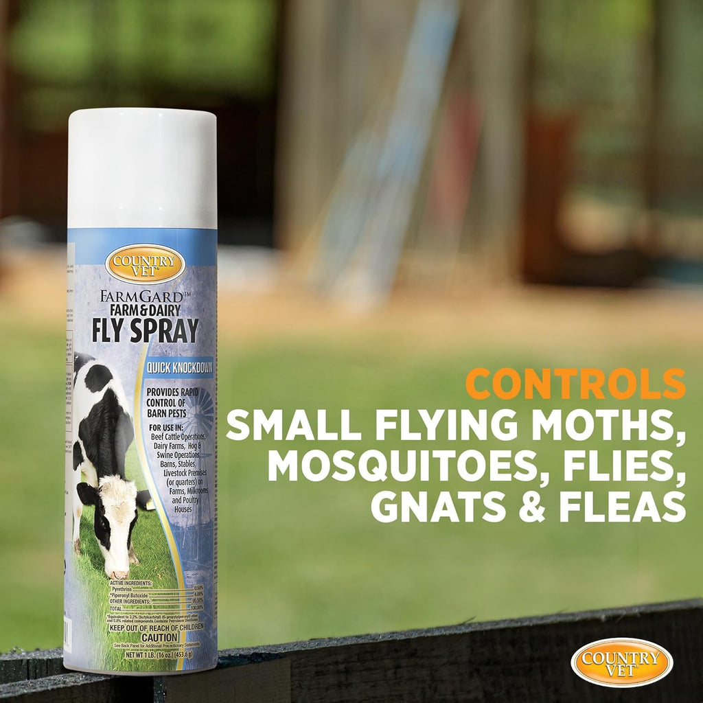 County Vet FarmGard Farm and Dairy Fly Spray -16 oz - (Case of 6) - 349316CVB - Provides Rapid Control of Barn Pests
