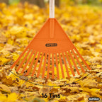 Kids Rake with Hardwood Handle, Durable Plastic Head to Sweep Leaves in Lawn and Tidying Up The Garden, 34" (Orange), 6 Pack