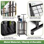 Garden Tool Organizer, Garage Tool Organizer & Garage Organization, Heavy Duty Steel Tool Storage Rack Holds 35 Rakes, Brooms Tools, Broom Holder and Mop Holder, Shed Organizer for Home Organization
