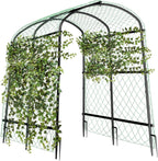 unho Black Iron Garden Arch Trellis for Climbing Plants, 41*64*63inch, Rustic Archway Arbor Tunnel for Vegetables, Cucumber, Raised Bed