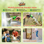 Flexi Hose Plus Expandable Garden Hose with 8 Function Nozzle, 25FT - Lightweight Retractable Garden Hose, Water Hose - No-Kink Flexibility, 3/4 Inch Solid Brass Fittings Includes Hook & Bag