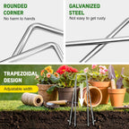 6 Inch Heavy Duty Galvanized Garden Staples, 11 Gauge Landscape Fabric Stakes with Adjustable Width for Weed Barrier, Sod, Fencing and Outdoor Decoration (50)