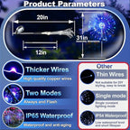 Anordsem Solar Lights Outdoor Decorative: Bendable Copper Wire with 120 LED Firework Beads - Waterproof 2 Colorful Lighting Modes Yard Garden Patio - Christmas Gifts for Homeowner Over 30
