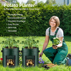 10 Gallon 8-Pack Grow Bags, Durable PE Fabric Pots with Flap and Handles, Green Planter Bags for Potato Vegetables Flowers Herbs Garden Outdoor, 17.7''x13.8'' Large for All Plants Growing
