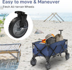 Collapsible Wagon, Beach with Big Wheels for Sand, Grocery Wagon All-Terrain Wheels Garden Grocery for Shopping, Park Picnic, Camping, Beach Trip