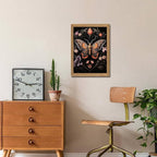Framed Vintage 3D Textured Wall Art - Gothic Butterfly Wall Decor - Hand Drawn Sandstone Nature Botanical Pictures for Living Room Bedroom Home Decor 12x16in