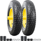 4.80/4.00-8 Tires and Wheels, Replacement Pneumatic Tires 15-Inch Wheel with 5/8" Bearings Compatible with Hand Truck, Wheelbarrow, Wagon, Gorilla Carts Tires(Yellow, 2PCS) P-097