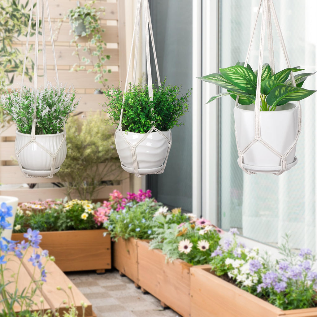 YIBOT 3 Pack Macrame Plant Hanger Indoor Hanging Planter for Plants Holder