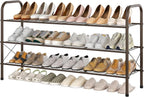 Hoctieon 3 Tier Mesh Style Shoe Rack, Entryway Shoe Shelf, Shoe Storage Organizer, Shoe Rack for Closet, Space Save for Bathroom, Garage, Hallway, Bedroom, Living Room, Brown