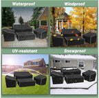 Gasadar Patio Furniture Covers Set, 4 Piece Waterproof Outdoor Furniture Cover for Outdoor Coffee Table, Chair, and Loveseat, Heavy Duty 600D, Black