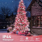 JMEXSUSS 132ft Red and White Christmas Lights Outdoor with Remote, 400 LED String Lights Indoor Plug in with Remote, 8 Modes Christmas Fairy Lights for Bedroom Tree Party Christmas Decorations
