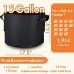 Gardzen 15 Gallon Grow Bags 6-Pack, 500G Thick Nonwoven Fabric Pots with Waterproof Liner & Breathable Bottom, for Hot Dry Climates