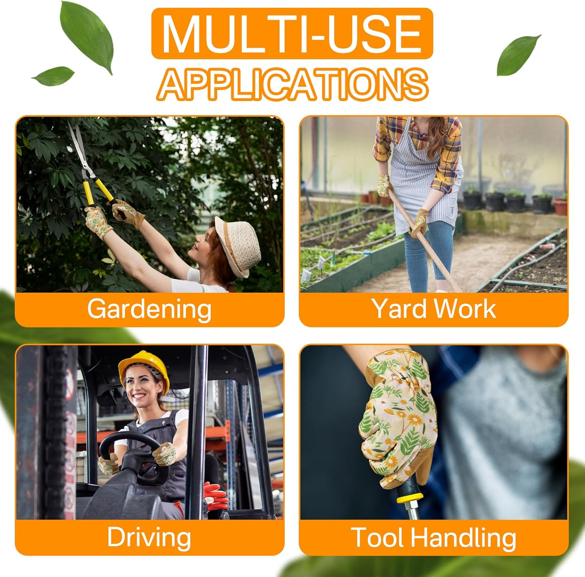 HANDLANDY Women Safety Work Gloves Utility Touch Screen Working Grip Glove for Yardwork Gardening Breathable Mechanic Gloves