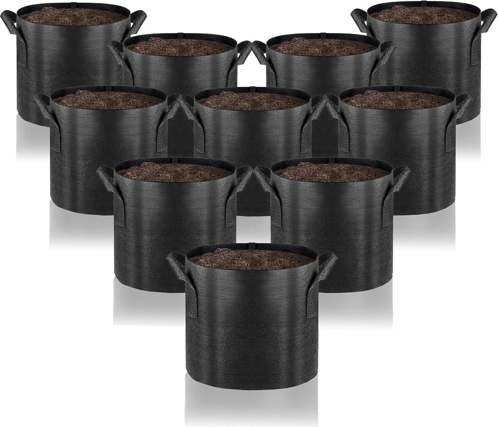 Gardenera 1-Gallon Aeration Grow Bags - Set of 10 Durable Fabric Pots with Handles for Growing Healthy and Vibrant Plants