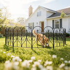 Thealyn Garden Fence 32" H x 10ft (5 Panels), No Digging Heavy Duty Metal Fence Panels, Rustproof Outdoor Dog Fence Animal Barrier, Decorative Fencing for Flower Bed, Yard, Landscape Edging