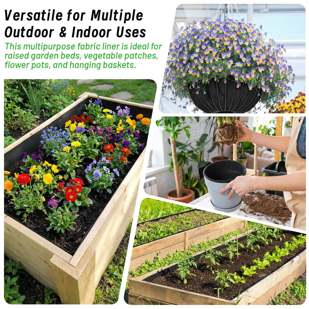 EcoBrisa 2PCS 63 * 83IN Raised Garden Bed Liner, Non Woven Fabric for Large Veg Trough, Cuttable Plant Liner Keeps Soil Contained & Water Drainage for Outdoor Planter Veg Trough