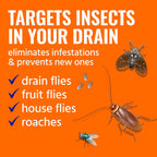 TERRO Drain Insect Killer - T590 Drain Fly Killer Spray - Foam Treatment for Fruit Flies, House Flies, and Cockroaches