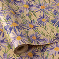 RUSPEPA Purple Floral Wrapping Paper for Women, 17 in x 16.4 ft, Mini Roll, Watercolor Flower Kraft Paper, Daisy Wrapping Paper Roll for Girls, Wedding, Birthday and Bridal Shower