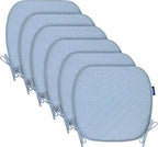 SleepMan Outdoor 17"x16" Chair Cushions with Ties Set of 6, Water Resistant All Weather U-Shape Seat Pads for Patio Garden Furniture Indoor Fade Resistant Patio Cushions (Light Blue)