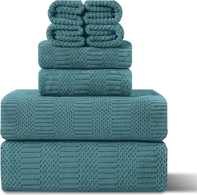8 Piece Extra Large Bath Towels Set,2 Oversized 35"x70" Bath Towel Sheets,2 Hand Towels and 4 Washcloths 600 GSM Highly Absorbent Quick Dry Towels Set for Bathroom Hotel Turquoise