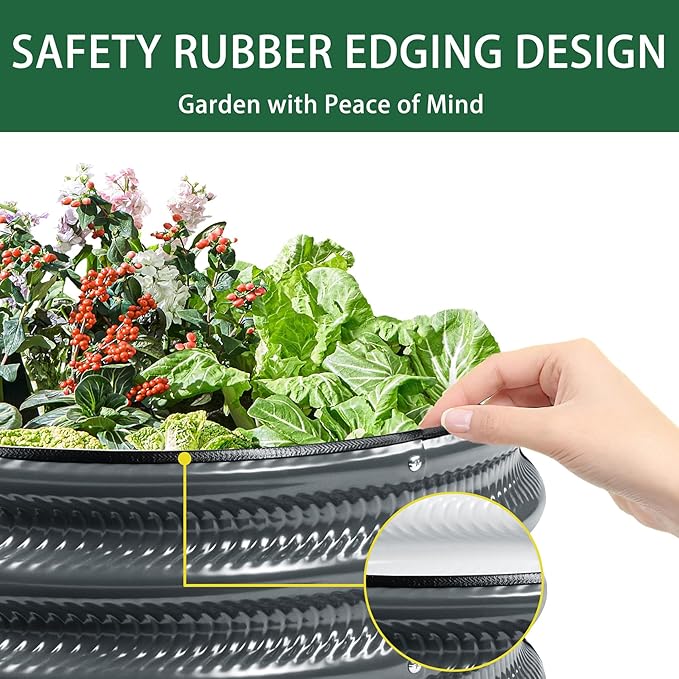 Gartist 2 Pcs 2x2X1 FT Round Galvanized Raised Garden Bed Kit, Silver Outdoor Planter Garden Bed, Metal Raised Box for Vegetables, Fruits, Flowers & Herbs