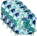 SleepMan Outdoor 17"x16" Chair Cushions with Ties Set of 4, Water Resistant All Weather U-Shape Seat Pads for Patio Garden Furniture Indoor (Set of 4, Blue Flowers)