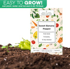 Woods Creek Seeds: Sweet Banana Pepper Seeds for Planting - Non-GMO Yellow Peppers, Mild and Crisp - Heirloom Sweet Pepper Seeds for Planting - High-Yield Seed Pack for Home Gardening
