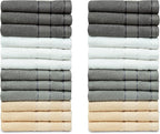Casa Lino Face Towels & Body Wash Cloths for Showering - 100% Cotton Wash Cloths for Bathroom - Highly Absorbent & Quick Drying Washcloth Set - Cotton Washcloths 24 Pack (12" x 12") - (Multicolor I)