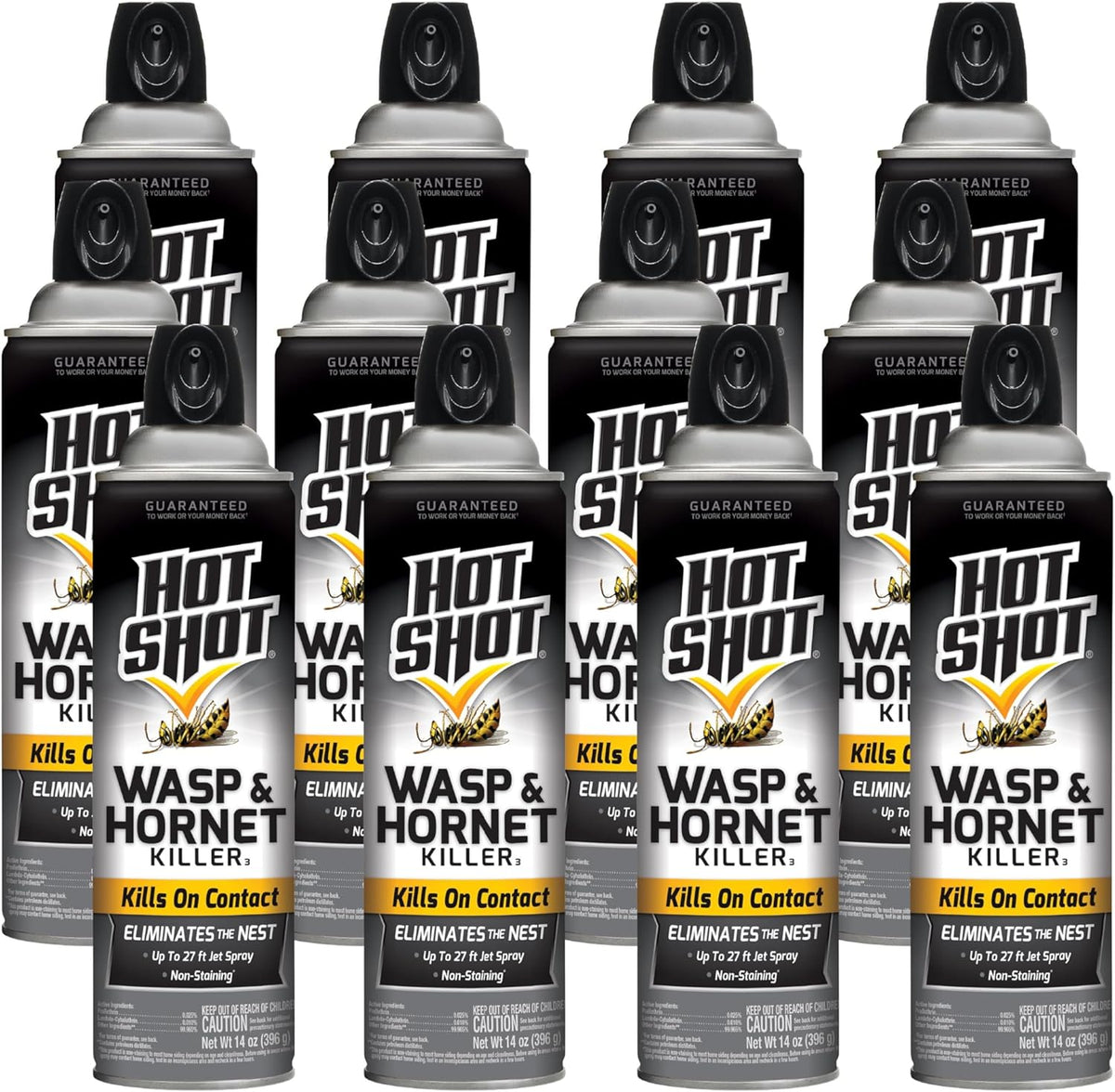 Hot Shot Wasp & Hornet Killer, Aerosol, 14-Ounce, 12-Pack Black