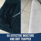 Muddy Mat Chenille Bathroom Rugs Quick Dry Microfiber Mats Non Slip Washable, Extra Thick, Soft and Highly Absorbent Bath Mats for Bathroom, Kitchen, and Shower Floor - Atlantic Blue Large 35"X24"