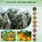 10 X 33 FT Thicker Garden Mesh Netting Pest Barrier for Raised Beds, Black Fruit Tree Netting for Cicadas, Bird Insect Blueberry Bush Strawberry Netting Cover for Garden Protection, Shading Rate 30%