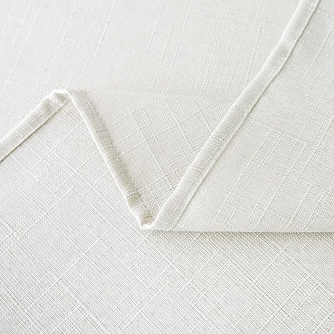 NLMUVW White Linen Tablecloth for Rectangle, Dining Table Cloth Oblong Water Resistant Farmhouse Table Cover for Kitchen Party Cafe, 54 x 78 Inch