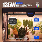 Barrina LP900 Mini Greenhouse with Grow Lights, 4-Tier Plant Stand with135W TX-S45 3FT 3 Dimmable Full Spectrum Lights , Plant Shelf with Tent Timer & Thermometer for Seed Trays 35.4 x 13.8 x 59.1IN