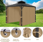 Gazebo Privacy Curtains 10' x 10' with Zipper 4-Panels Side Wall Universal Replacement for Patio, Outdoor Canopy, Garden and Backyard (Curtain Only)