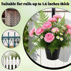 10 Pack Hanging Flower Pots, Metal Iron Bucket Planter, 4 Inches Railing Planter, Hanging Planters Flower Holder with Detachable Hook for Railing Fence Balcony Garden Home Decoration (Black)