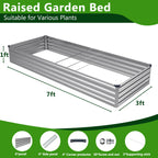 Easllre 2PCS 7x3x1ft Galvanized Raised Garden Bed,Outdoor Planter Box Metal Patio Kit Planting Bed for Vegetables Flowers Herb,Silver