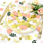 300PC 30TH Birthday Confetti for Table Pink and Sage Green Happy 30TH Birthday Decorations for Her Dots Hello 30 Confetti Scatters Thirty Party Decor Supplies