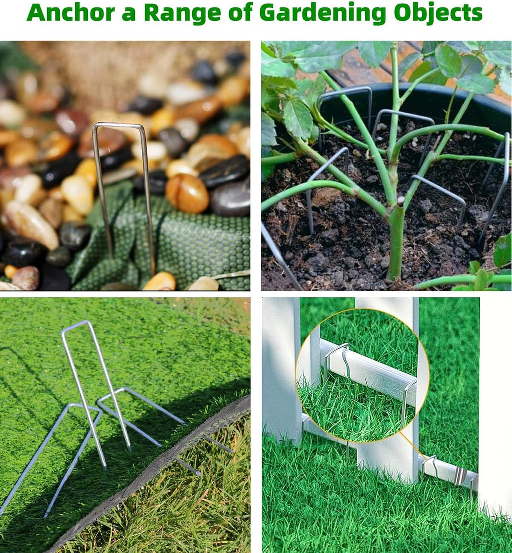 Galvanized U-Shaped Garden Stakes, 6 Inch 100 Pcs Landscape Staples, Ground Stakes, for Decoration Weed Barrier Fabric, Irrigation Tubing, Holding Fence, Tarpaulin (100, 6 INCH)