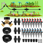 250FT Drip Irrigation System for Garden - 50FT 1/2" Main Tube & 200FT 1/4" Branch Tubing, Brass Splitter, Quick Connect Design, Perfect for Outdoor Plants, Raised Beds, Greenhouses