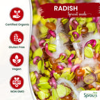 Nature Jims Radish Sprout Seeds – 16 Ounce Organic Sprouting Seeds – Non-GMO Premium Radish – Resealable Bag for Longer Freshness Rich in Vitamins, Minerals, Fiber