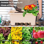 Oliz Self-Watering Rectangle Planter Boxes 8-Pack, 15.7-Inch Window Box Planter with Drainage Holes & Trays, Pots for Vegetables, Herbs, Flowers, Garden Windowsill Balcony (Yellow)