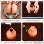 DoubleFill 4 Pcs 18oz Ollas Terracotta Watering Pots Self Watering Planter Insert Terracotta Globes Clay for Outdoor Indoor Garden Plants, Easy to Refill