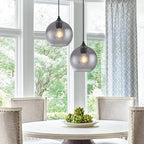 Gray Glass Pendant Lights Kitchen Island Lighting Globe Pendant Light Fixtures Modern Pendant Lighting for Kitchen Island Bedroom Living Dining Room Light Fixture-9.8in,2Pack