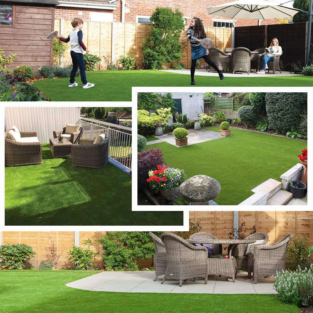Petgrow Synthetic Artificial Grass Turf Lawn 7 x 94ft, 1.38" Outdoor/Indoor Fake Grass Rug Astroturf for Dogs,Faux Grass Rug with Drainage Holes/Custom Size Provided