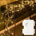 Fudios Lighted Birch Garland with Timer 48 LED Fairy Lights 6ft Battery Operated for Mantle Decor, Lit Christmas White Twig Garland Winter Home Wall Decoration Indoor Outdoor Use 1 Set