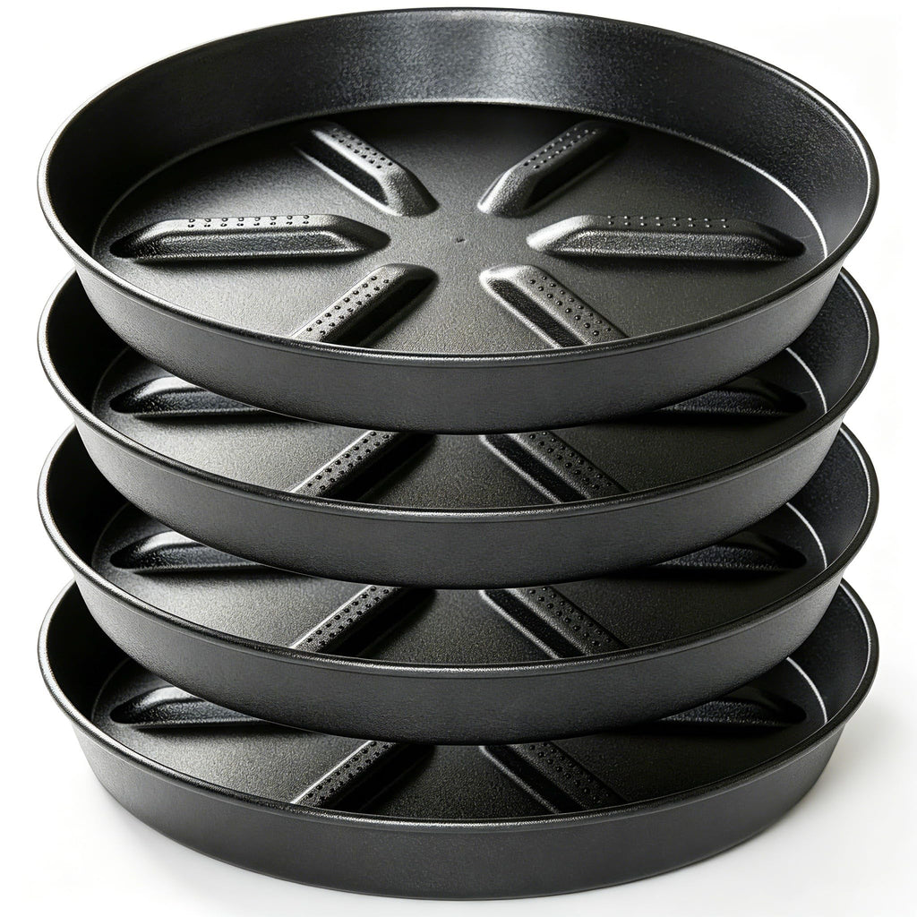 NIMYAU Plant Saucer 6 Inch 4 Pack,Thick Plastic with Raised Center Design Plant Saucers 8 10 12 14 17, Superior Drainage Drip Tray for Indoor Outdoor Planters (6 inch)