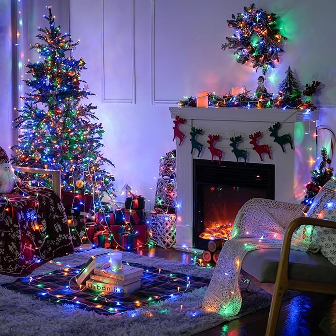 JMEXSUSS 150 LED Multicolor String Lights Indoor Outdoor Waterproof, 59 Ft Connectable Christmas Tree Lights, 8 Modes Plug in Colorful String Lights for Patio, Party, Holiday Decorations
