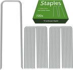 AAGUT 100 Pack 6 Inch Landscape Staples 11 Gauge Garden Staples, Galvanized Heavy Duty U-Shaped Sod Pins,Yard Ground Lawn Fence Stakes for Weed Barrier Fabric Irrigation Tubing