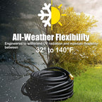 Hybrid Garden Hose 10FT - 5/8" Durable and Sturdy Short Rubber Hose with Brass Fittings - Leak Proof and High Functionality for Patio RV Car Wash and Tight Spaces