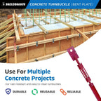 Sandbaggy Concrete Turnbuckle Form Aligner with 5" x 3" Bent Plate (35" - 37.5" Length) - Rust Resistant Steel - Adjustable Wall Brace - Aligns & Plumbs Form Walls, Columns, or Beams (35 inches, 10)